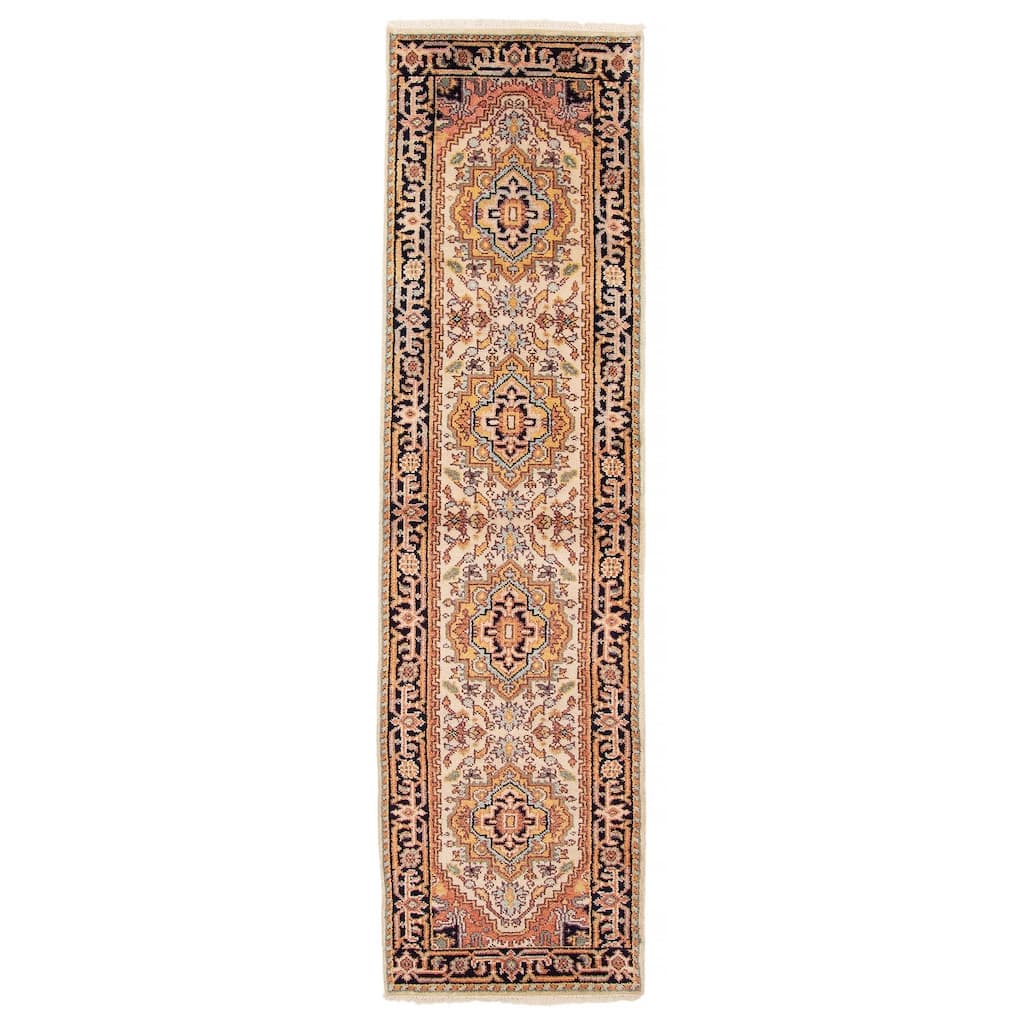 ECARPETGALLERY Hand-knotted Serapi Heritage Ivory Wool Rug - 2'4 x 9'6