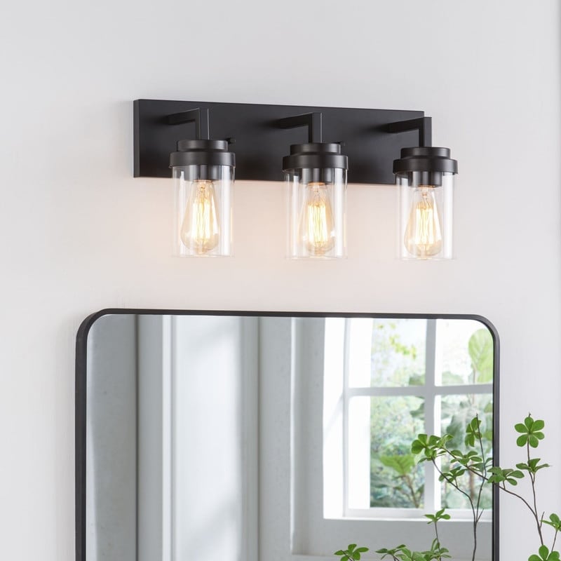 KAWOTI Noa 3-Light Modern Bathroom Vanity Light with Clear Glass Shade