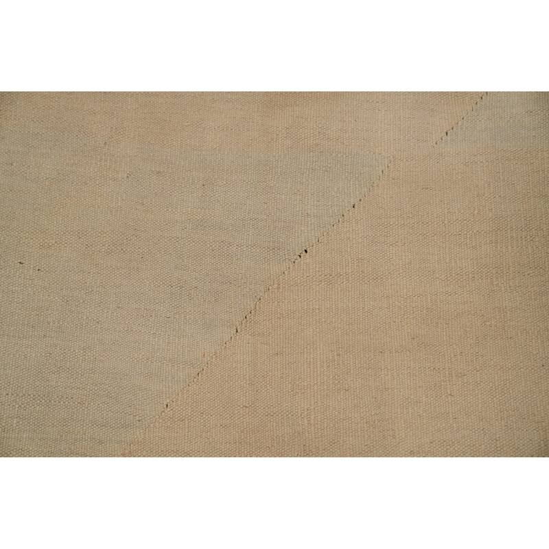 Hand Woven Oriental 100% Wool Carpet Southwestern Tribal Beige & Ivories Kilim Area Rug - 9' 1'' X 5' 11''