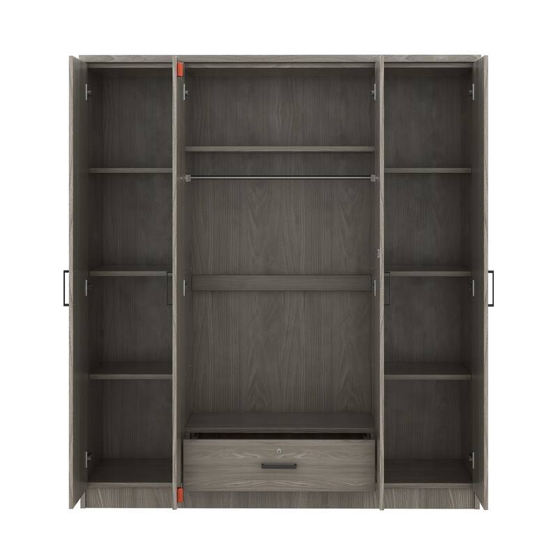 4-Door Wardrobe Armoires with 1 Drawer