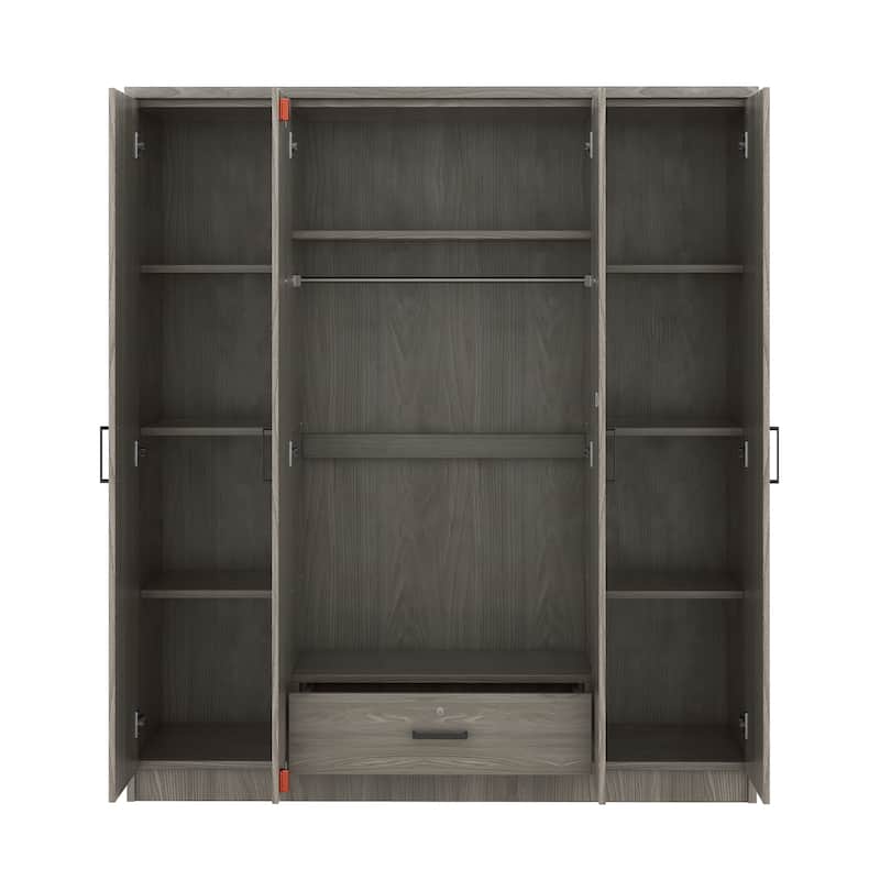 4-Door Wardrobe with 1 Drawer for Bedroom,Living Room, Gray