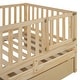 preview thumbnail 35 of 118, Wood Cribs Convertible Toddler Bed with Fence Guardrails and 2 Drawers Split into Independent Floor Bed and Daybed Slat Support