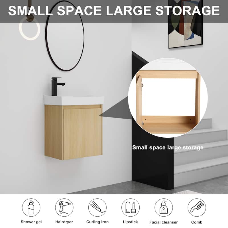 BNK 16"/20"/24"/30"/36" Single Sink Bathroom Vanity with Soft Close Door and Shelf