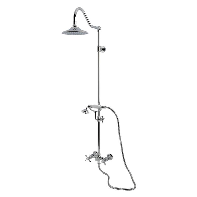 Kingston Brass Essx Wall Mount Rain Drop Shower System with Hand Shower - Polished Chrome