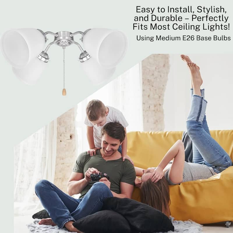 Ceiling Fan Light Covers: Clear Glass Shade Lamp Replacement Kit for Ceiling Fan Light Kits