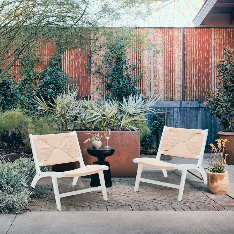 Modern Accent Chairs for Living Room,Accent Chair,Side Chair Natural Wood Woven Weave Paper Rope Seat