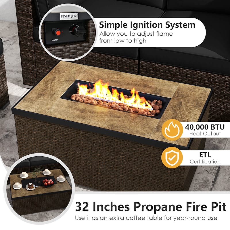 Costway 7 Pieces Outdoor Furniture Set with 32" Fire Pit Table and - See Details