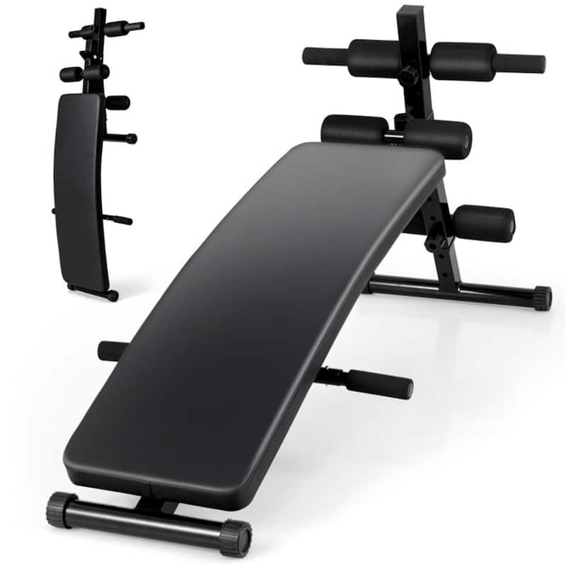Adjustable Sit-Up Bench Home Gym Exercise Equipment 5 Heights - 50" x 20.5" x 21"-27" - Black
