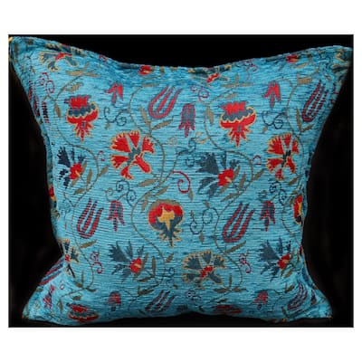 Carnation Fern Chenille Turkish Decorative Pillow