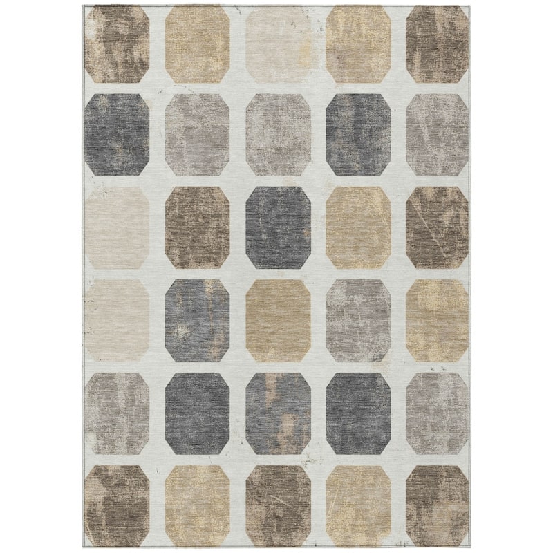 HomeRoots Geometric Transitional Rectangle Outdoor Rug