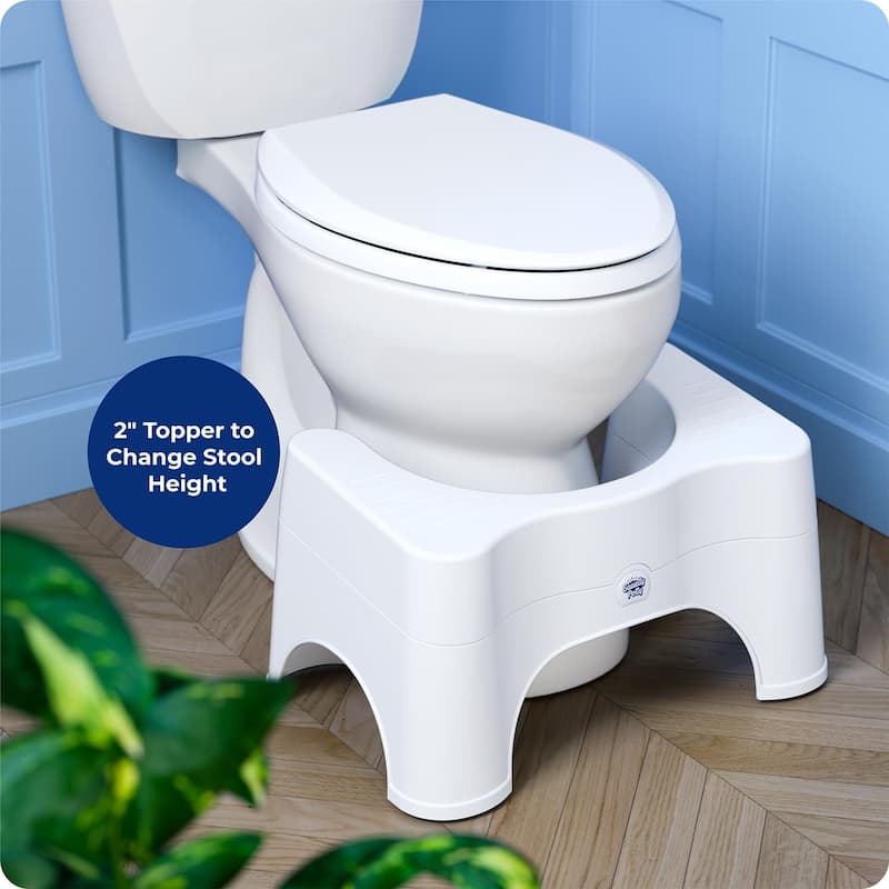 Squatty Potty The Original Bathroom Toilet Stool - Adjustable 2.0, Convertible to 7 Inch or 9 Inch with Removable Topper - White