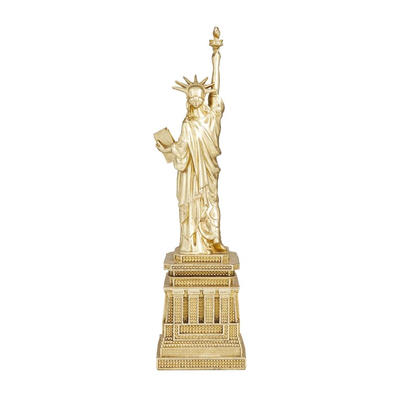 Polystone Statue of Liberty Decorative Sculpture - Gold or Silver - Roche River Decor