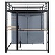 preview thumbnail 4 of 38, Metal & Wood Full Size Loft Metal Bed with Desk,Power Outlet,LED and Wardrobe