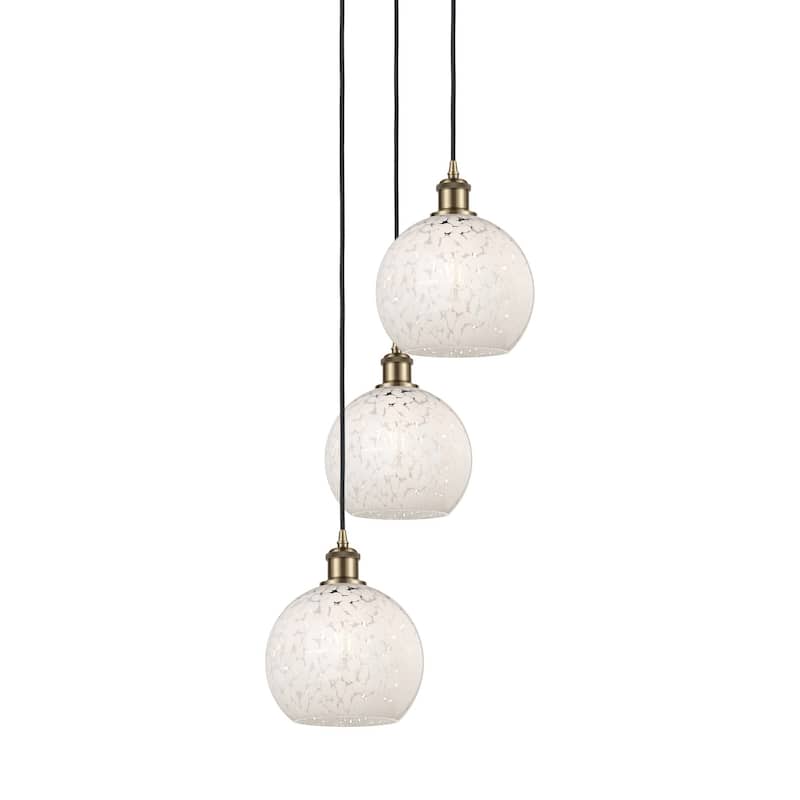 Innovations Lighting 113B-3P-36-15 White Mouchette Pendant White - Antique Brass