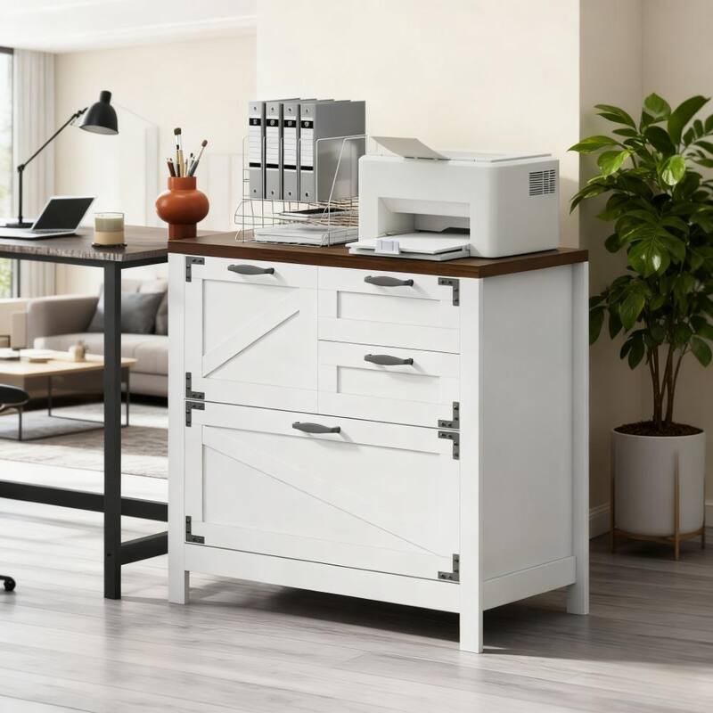 Farmhouse File Cabinet with 4 Drawers Lateral Filing Cabinet
