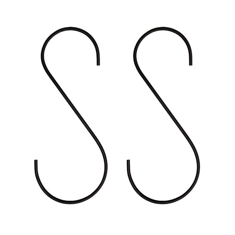 Achla Designs Set of 2 S-Hanger Hooks, 12 Inch Tall, Black Powder Coat Finish