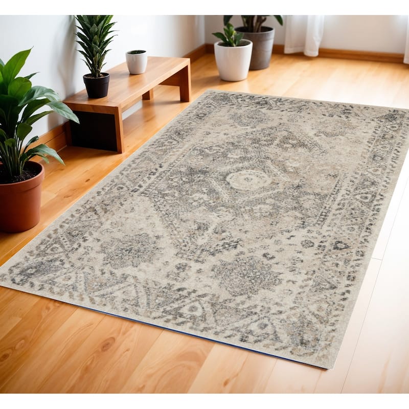 Power Loomed Distressed Stain Resistant Soft Area Rug - 72' X '48' X '0.75 - 72' X '48' X '0.75 - Cream - Rectangle