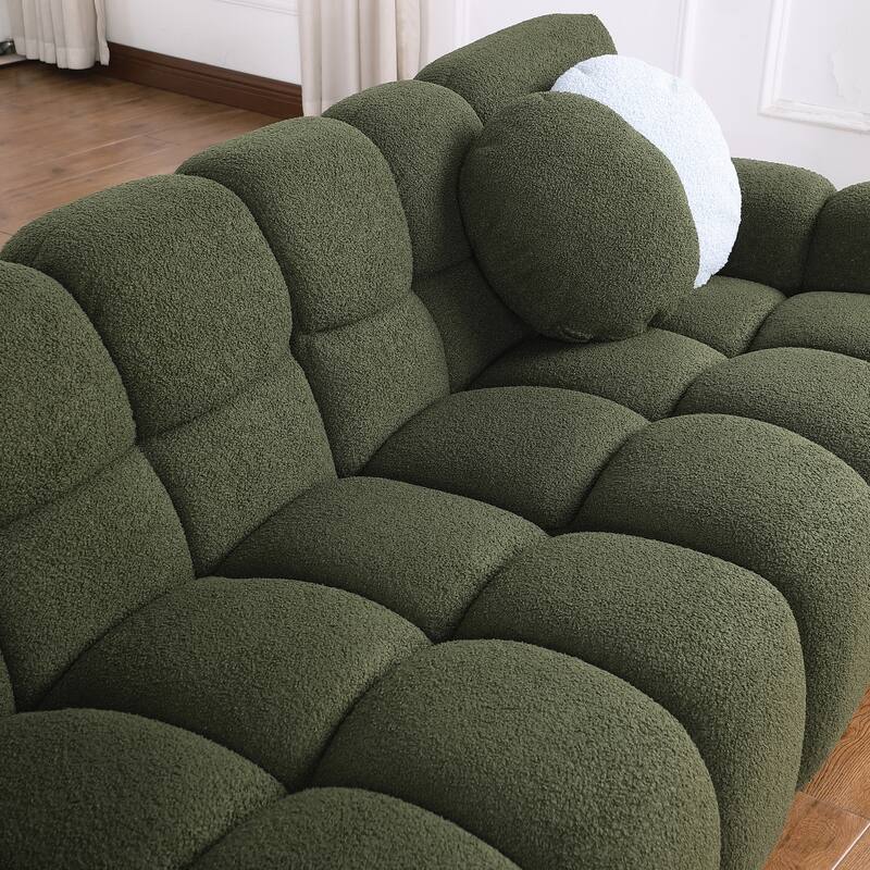 64.96 length ,35.83" deepth ,human body structure for USA people, marshmallow sofa,boucle sofa ,2 seater, BEIGE BOUCLE