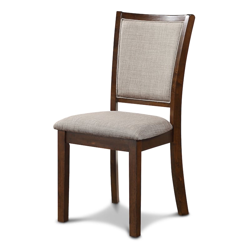 Han Dining Chair Set of 2, Light Brown Fabric, Cherry Brown Solid Wood