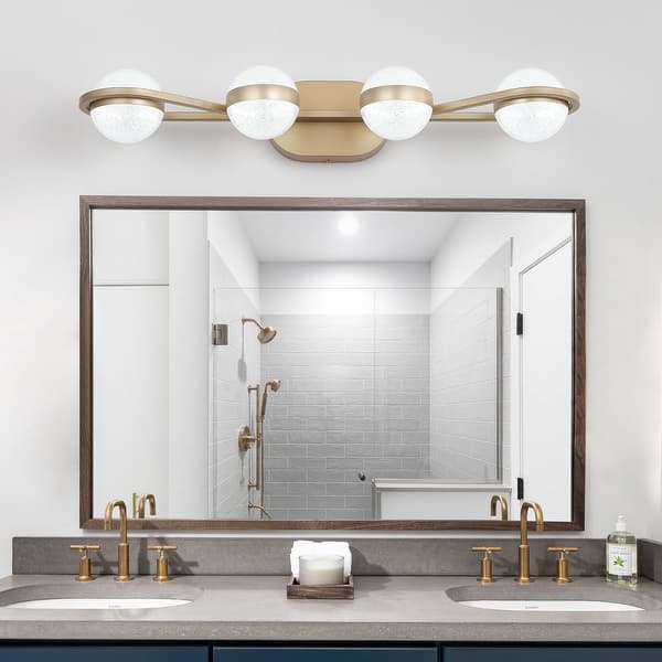 Vanity Lights With 4 LED Bulbs For Bathroom Lighting Brushed Gold