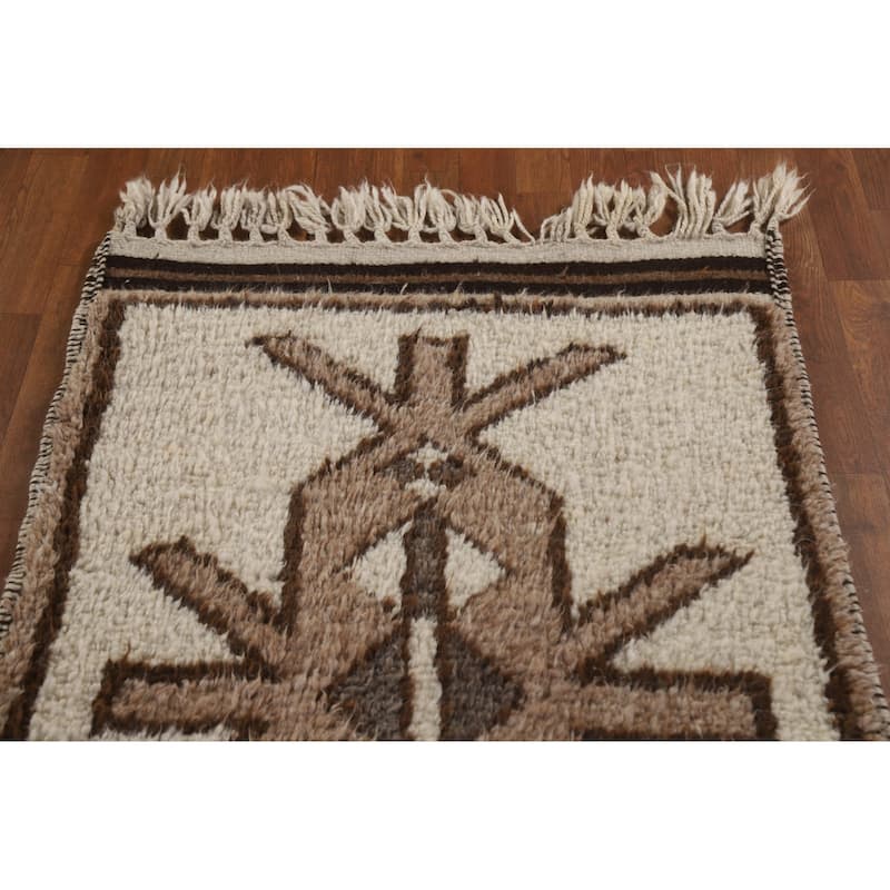 Vegetable Dye Kurdish Turkish Runner Rug Handmade Wool Carpet - 3'1"x 12'4"