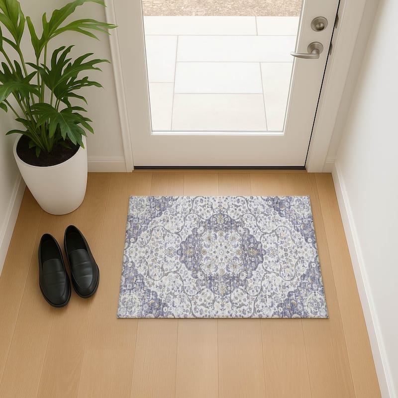 Premium Washable Super Soft Traditional Parman Mayfield Rug - Lavender - 1'8" x 2'6"