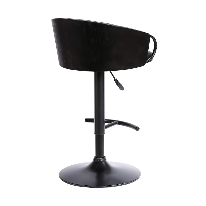 HomeRoots Black Faux Leather and Iron Low Back Adjustable Height Swivel Bar Chair