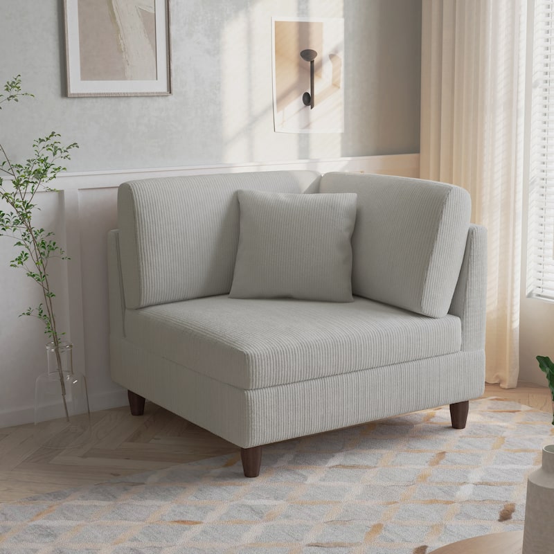 Corduroy Accent Chair with Ottoman Modular Couch Sectional Sofa