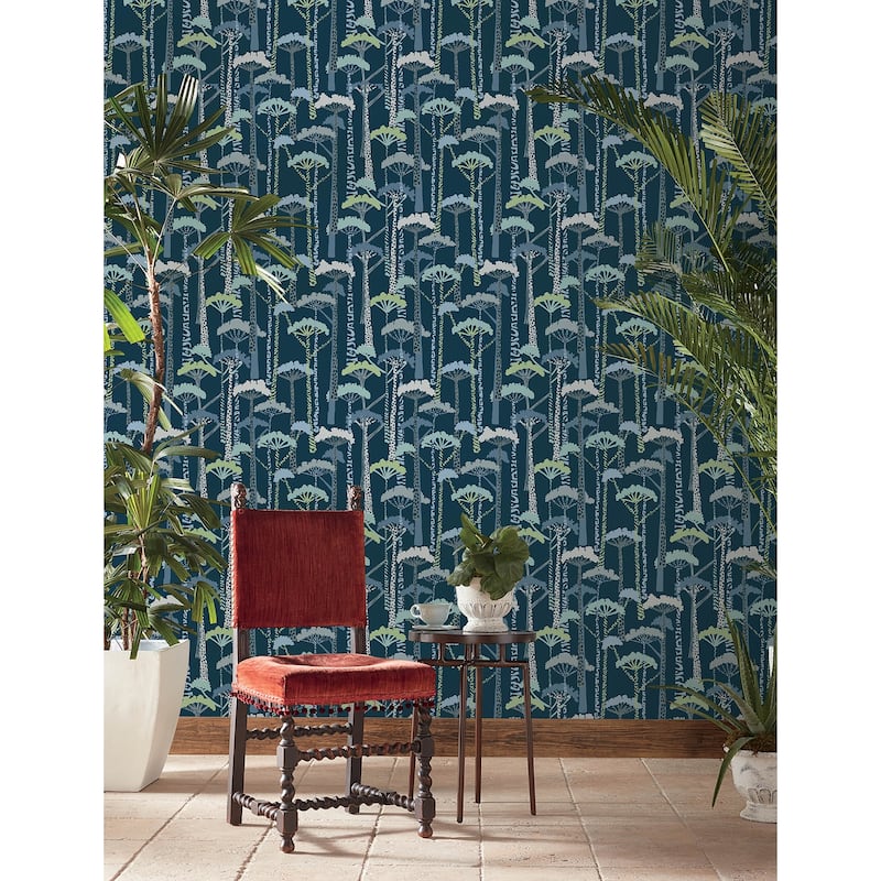 A-Street Prints Unify Indigo Forest Wallpaper