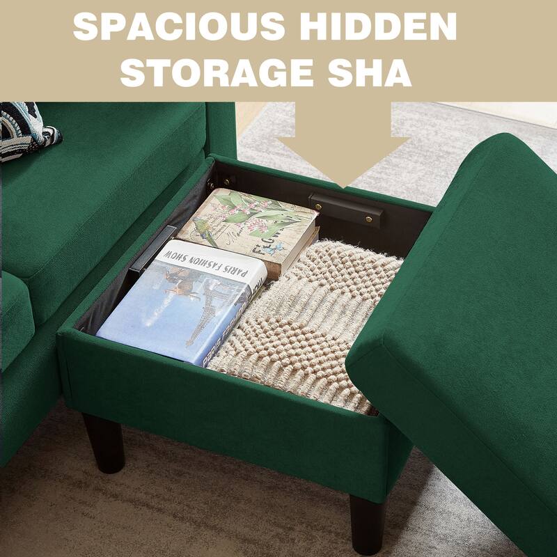 3 Pieces Living Room Set with Storage Ottoman