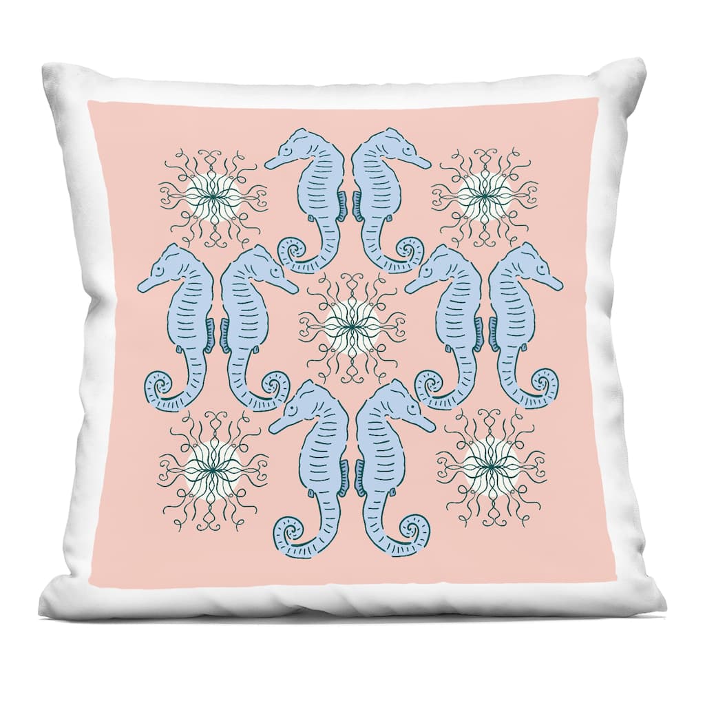 Stupell Symmetrical Coral Seahorse Pattern Decorative Printed Throw Pillow Design by Sazerelli Designs