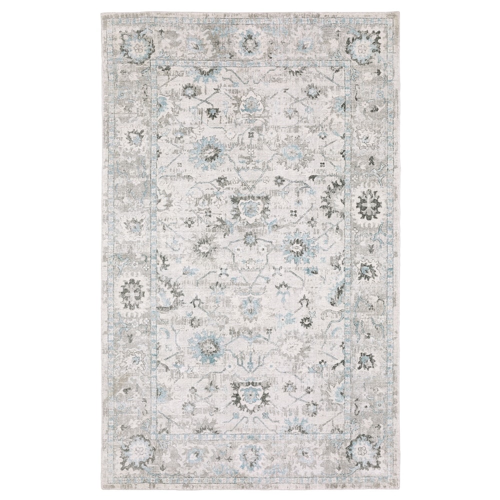 Style Haven Willett Oriental Ivory/ Teal Blue Area Rug