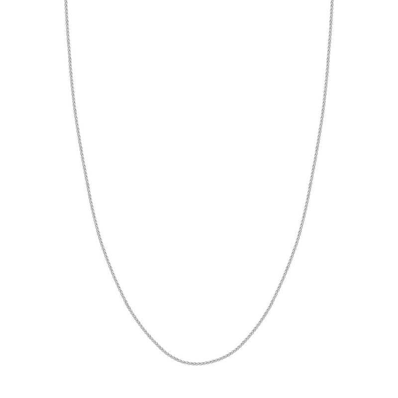 Curata 14k White Gold 1.5mm Round Wheat Chain Necklace (Lobster)