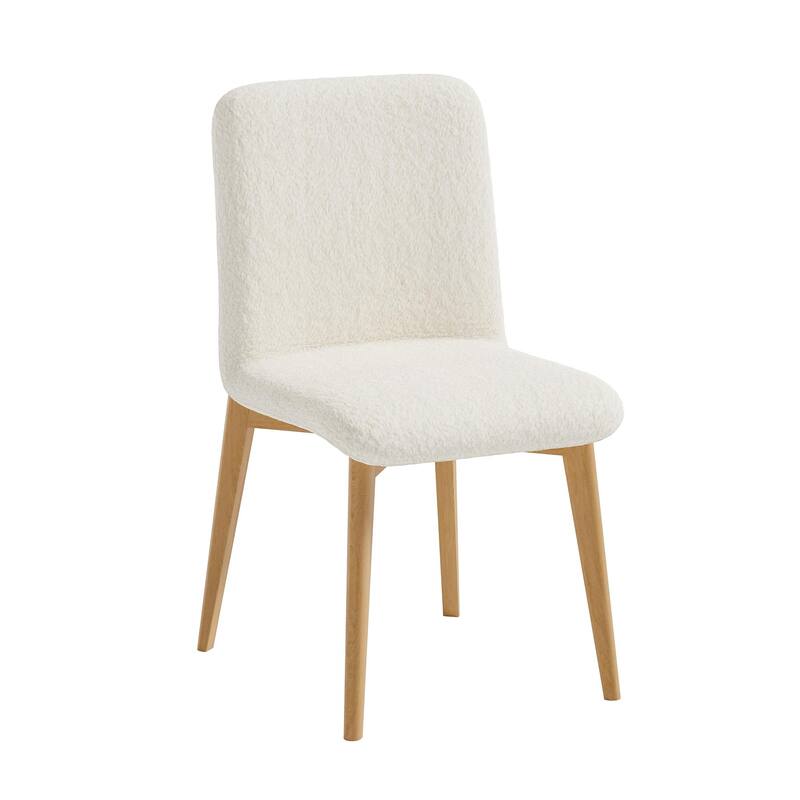 2Pcs Upholstered Dining Chairs Modern Fabric Kitchen Chairs with Padded Seat & Sturdy Wood Legs Side Chairs