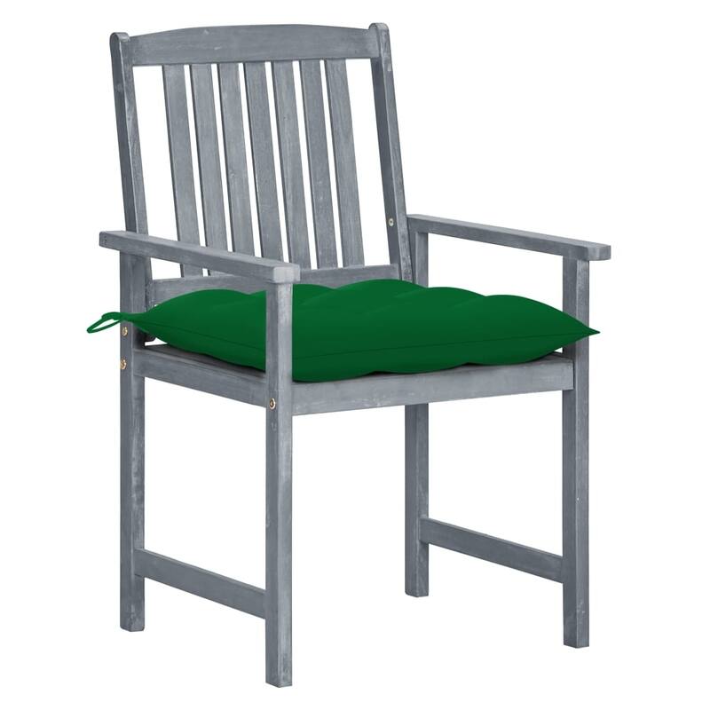 vidaXL Patio Chairs Outdoor Dining Chair with Cushions Gray Solid Wood Acacia