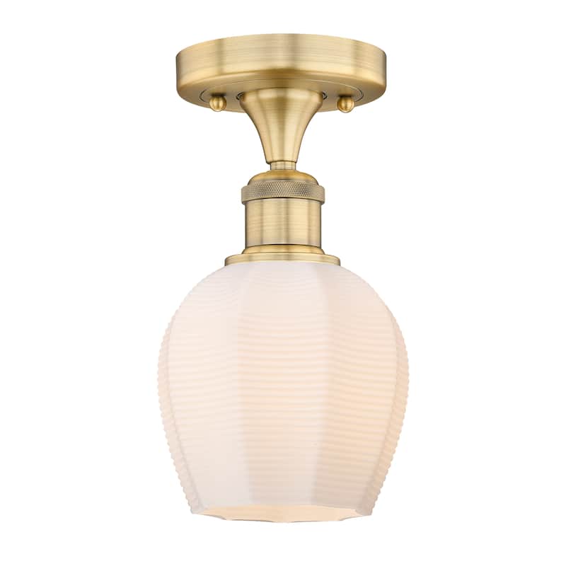 Innovations Lighting Edison Norfolk - 1 Light 6" Semi-Flush Mount - Brushed Brass/Matte White