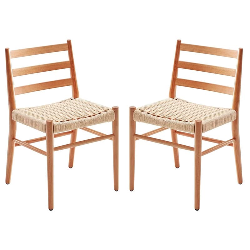 Woven Rope Seat Dining Chairs with Sturdy Metal Frame (Set of 2)