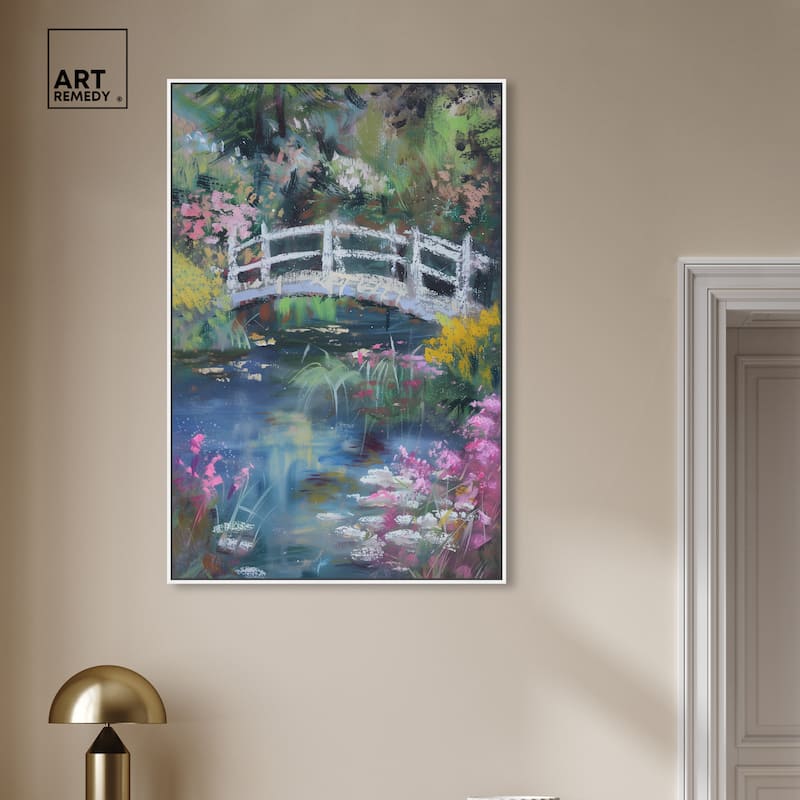 Art Remedy Hidden Garden Framed Impressionism 1 Piece Canvas Wall Art /Monet And Van Gogh Inspired Art