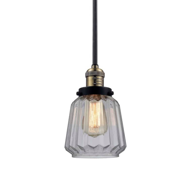 Innovations Lighting Chatham Single Light 6" Wide Mini Pendant with - Black / Antique Brass / Clear