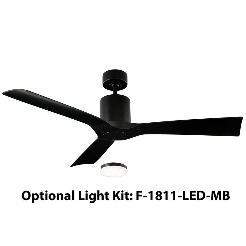 Aviator 54 Inch Three Blade Indoor / Outdoor Smart Ceiling Fan with Six Speed DC Motor in Graphite Finish.