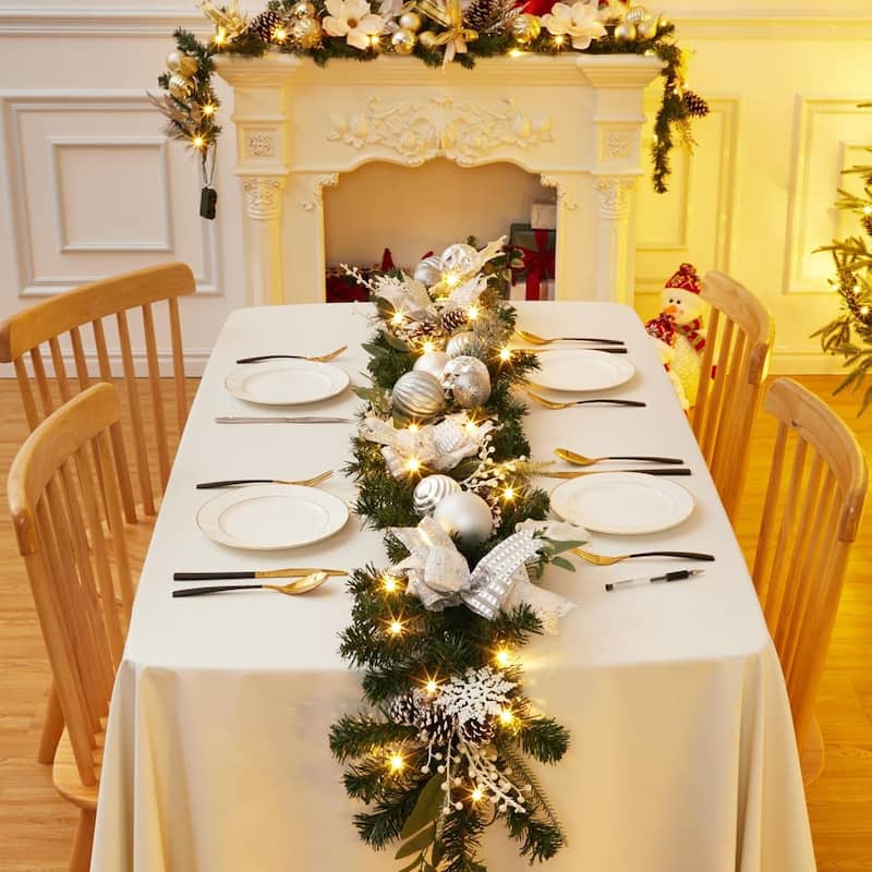 6-Foot Pre-Lit Christmas Wreath With 20 Leds Battery Powered Silver-White With Timer Suitable - N/A