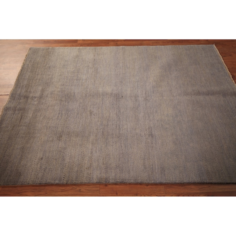Gray & Beige Gabbeh Modern Area Rug Hand-Knotted Wool Carpet - 4'9" x 6'5"