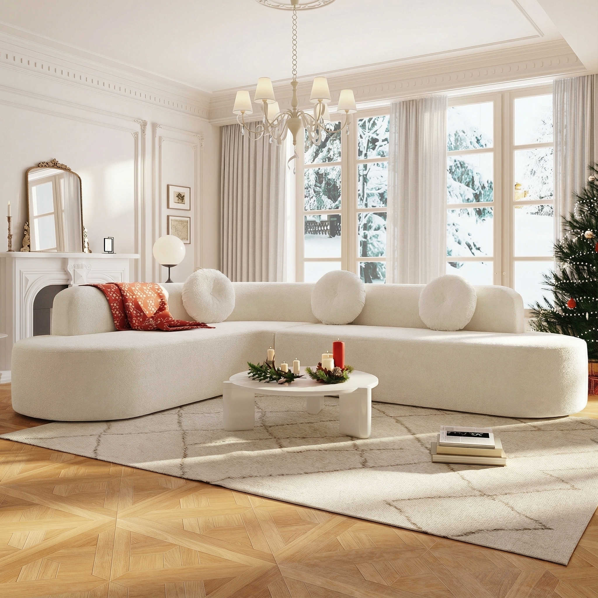 Christopher Knight Home - Mirod 122'' Extra Large Sectional Sofa with Elegant Curved Design and Plush Round Cushions