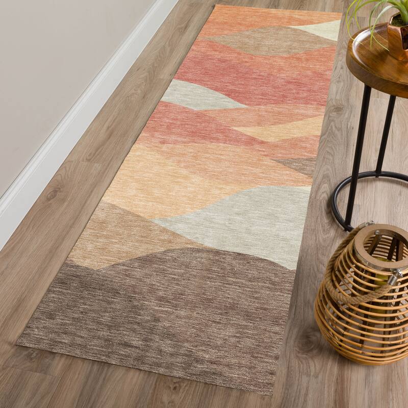 Machine Washable Indoor/ Outdoor Modern Horizon Chantille Rug