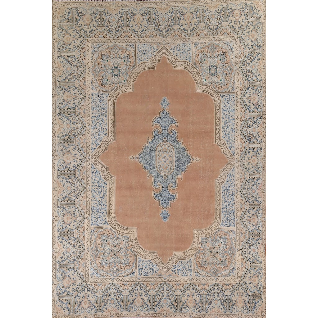 Kerman Vintage Persian Area Rug Handmade Wool Carpet - 9'5" x 12'11"