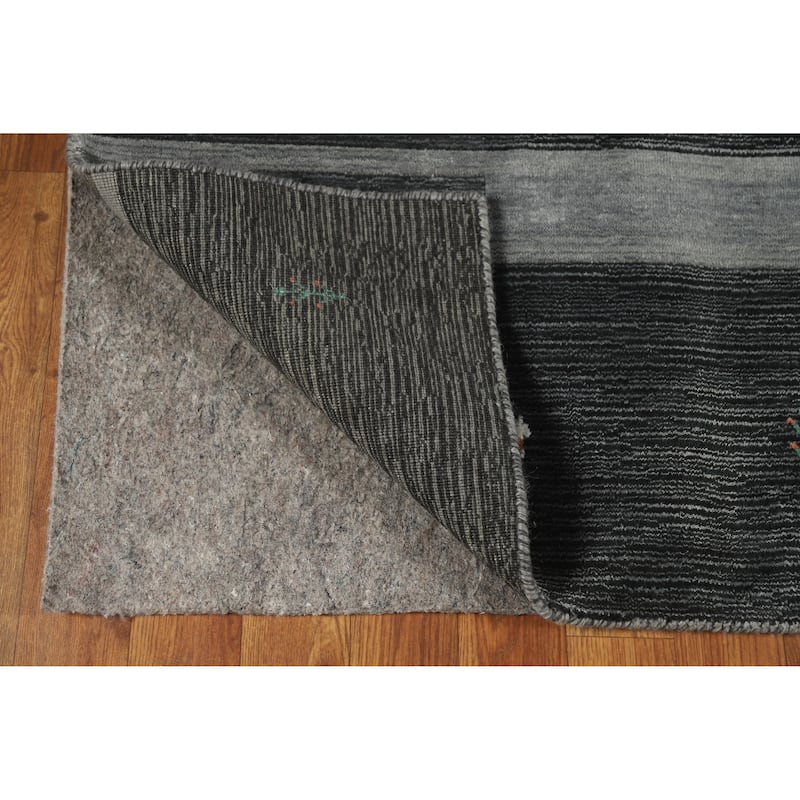 Hand Knotted Oriental 100% Wool Carpet Tribal Animal Pictorial Greys & Charcoal Gabbeh Area Rug - 7' 6'' X 5' 2''