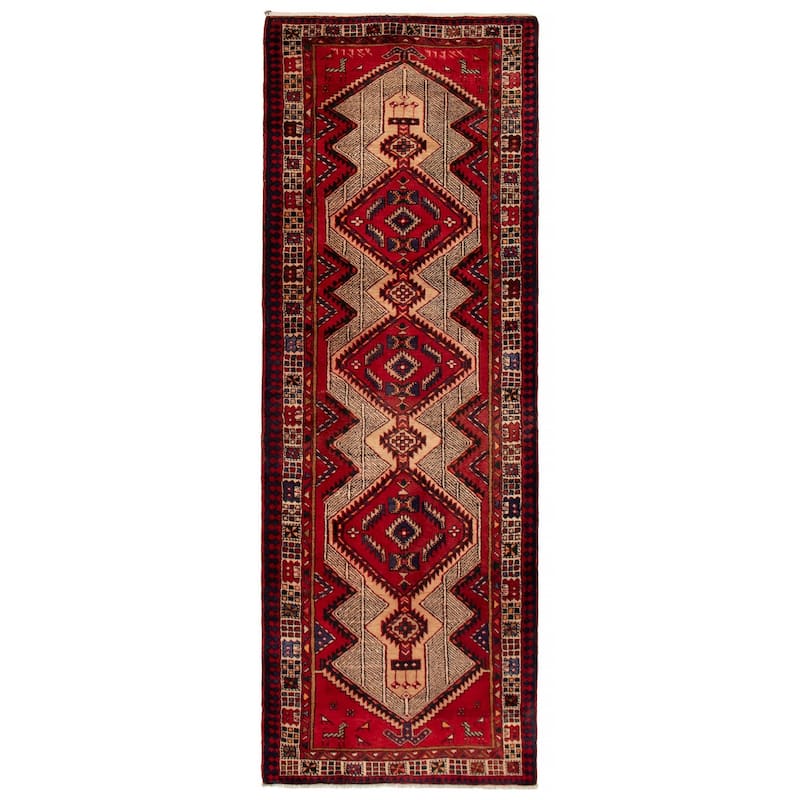 ECARPETGALLERY Hand-knotted Konya Anatolian Red Wool Rug - 3'11 x 10'9 - Red - 3'11 x 10'9