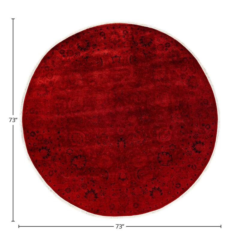 Fine Vibrance, One-of-a-Kind Hand-Knotted Area Rug - Red, 6' 1" x 6' 1" - 6' 1" x 6' 1"