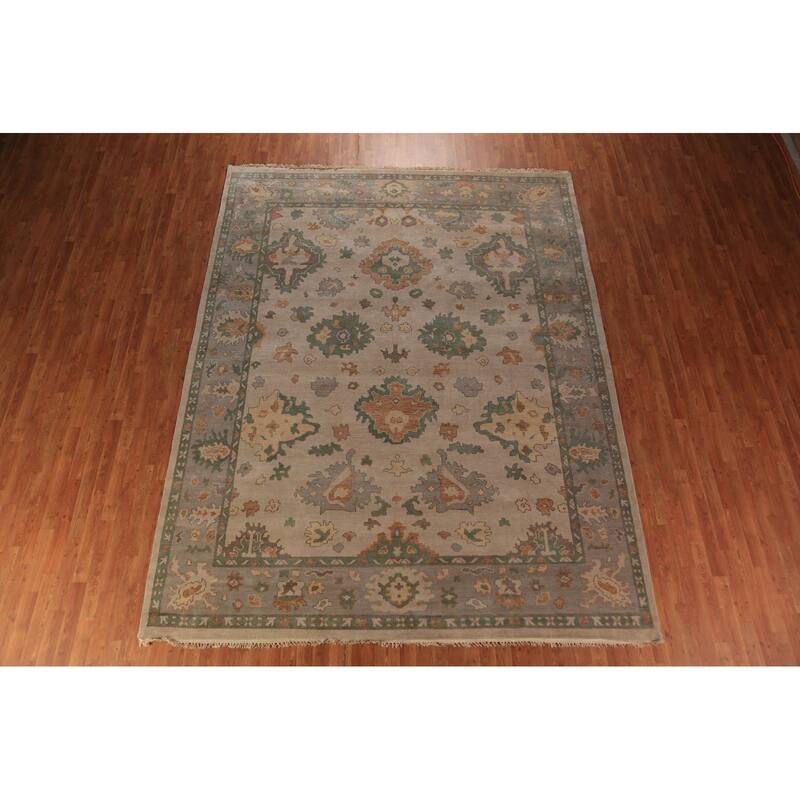 Floral Oushak Oriental Area Rug Handmade Wool Carpet - 9'2"x 11'9"