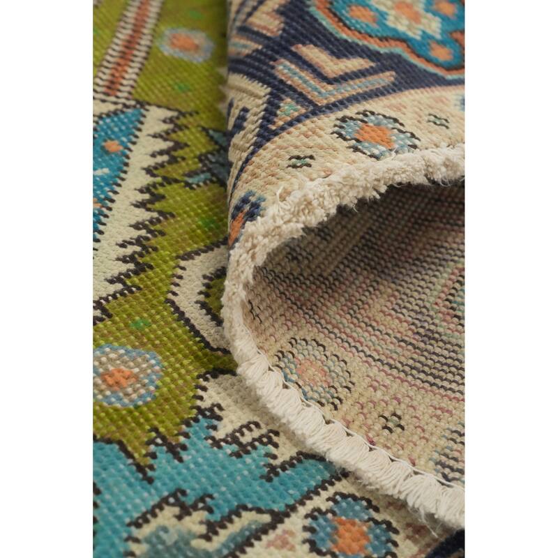 Hand Knotted Oriental 100% Wool Carpet Traditional Medallion Green Tabriz Area Rug - 5' 10'' X 4' 4''